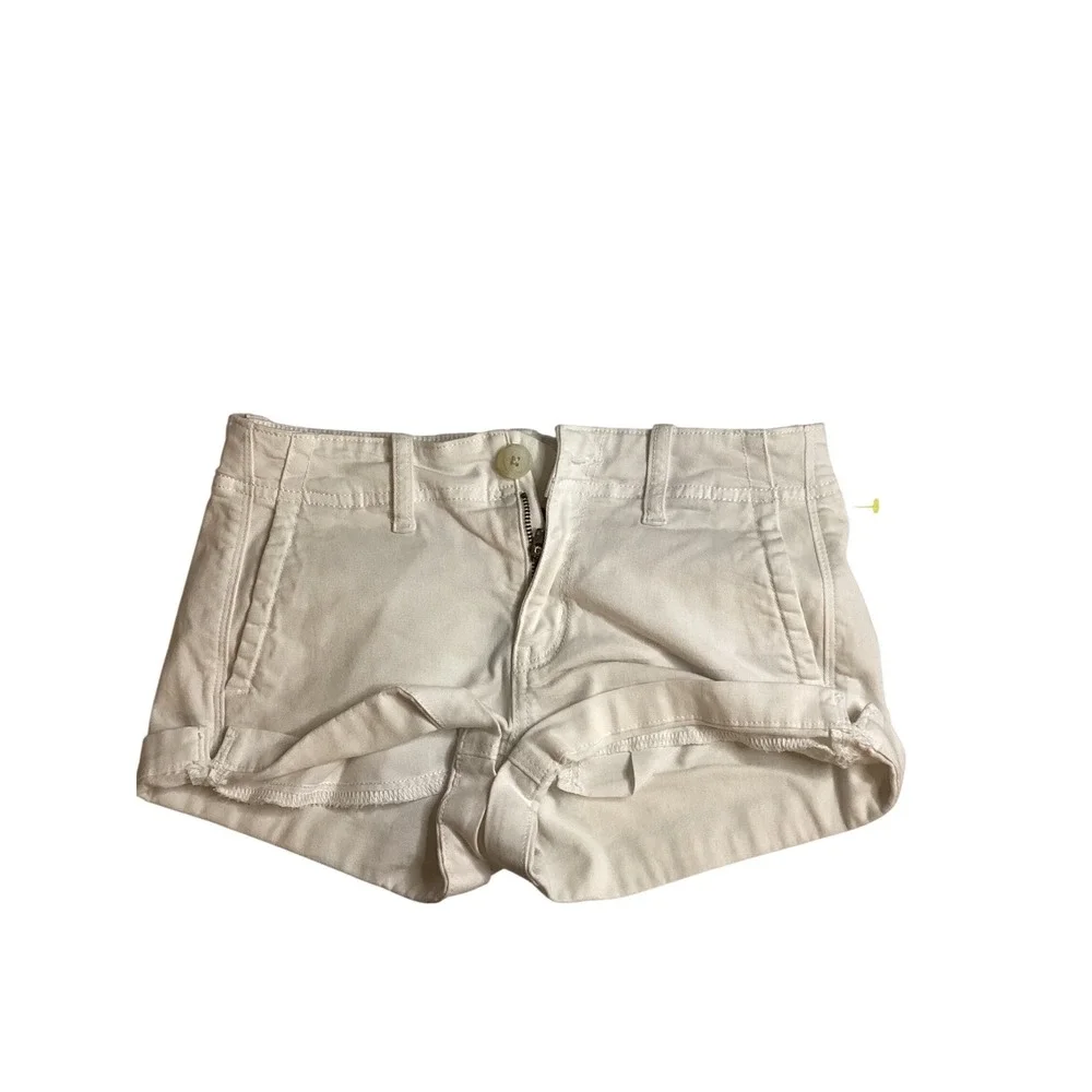 American Eagle Super Stretch‎ White Cuffed Casual Shorts Womens Size 0
